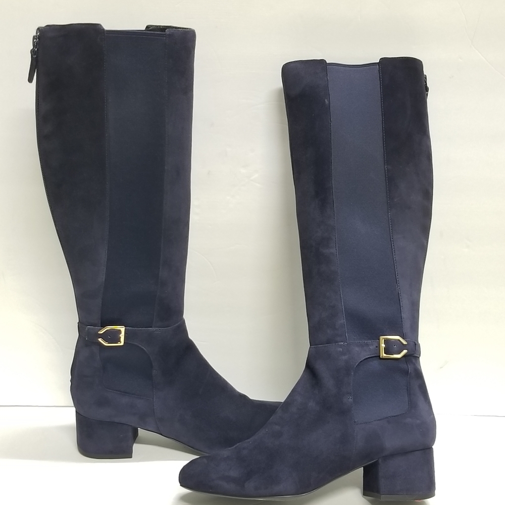 Cole Haan Grandos Avani Stretch Boot Marine Blue Suede - Picture 2 of 16
